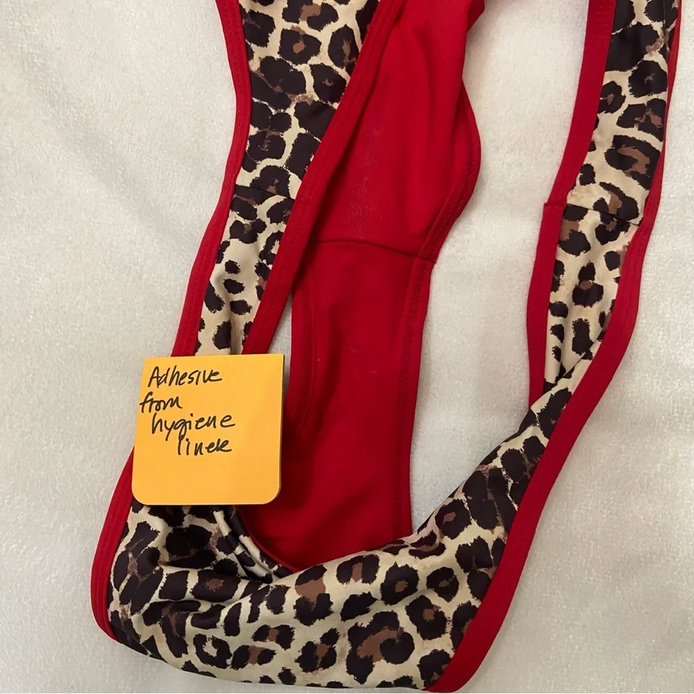 Frankie's Bikinis Leopard Print Bikini Bottoms with Red Trim